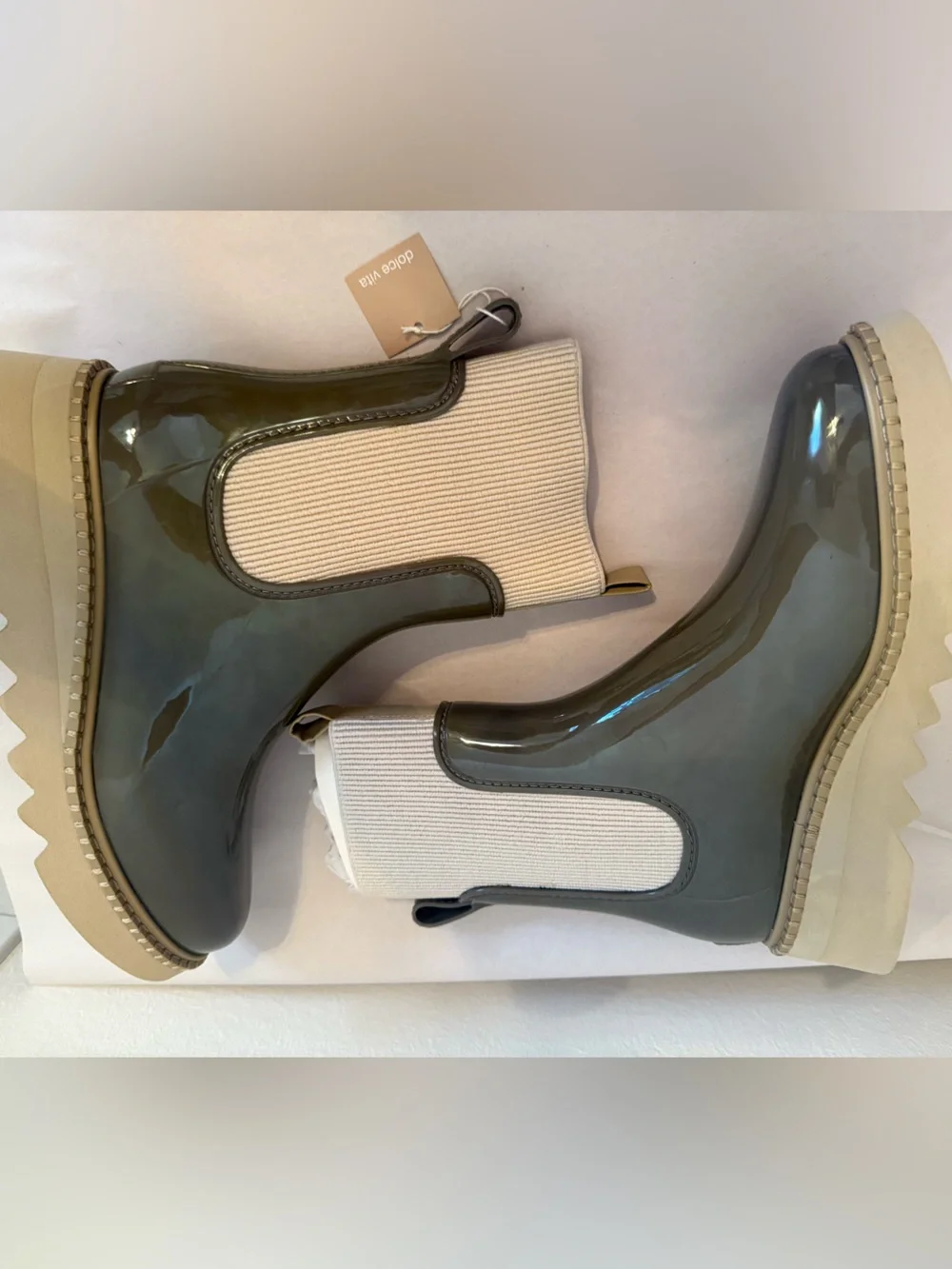 Dolce‎ Vita Tropic H2O Boots In Dark Moss Patent Stella